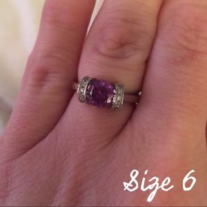 Silvertone Ring - purple